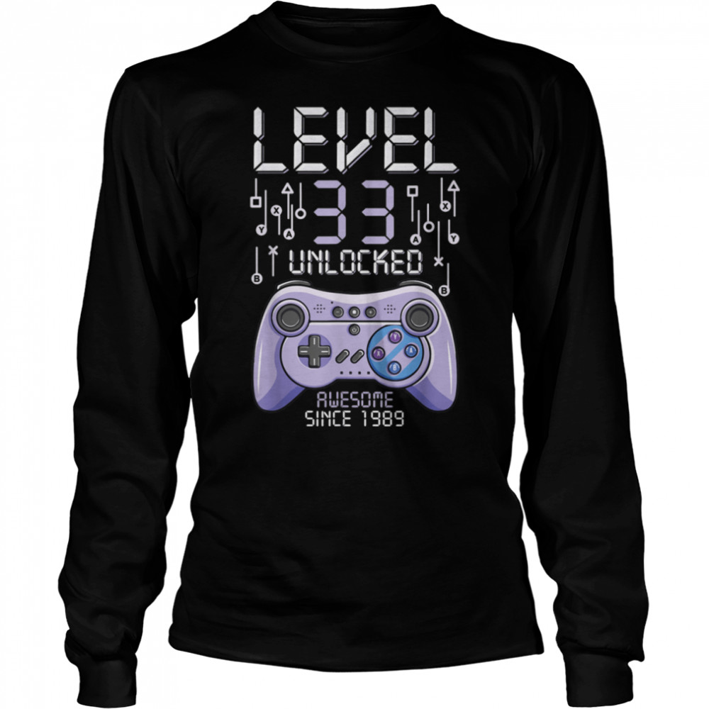 Birthday Gamer Level 33 Years Unlocked Awesome Since 1989 T-Shirt B09vyyb8j6 2 » Cool Gifts for You - Mfamilygift Birthday Gamer Level 33 Years Unlocked Awesome Since 1989 T-Shirt B09vyyb8j6 2