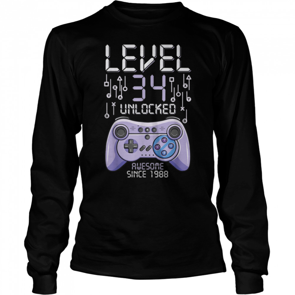 Birthday Gamer Level 34 Years Unlocked Awesome Since 1988 T-Shirt B09vywnwy4 2 » Cool Gifts for You - Mfamilygift Birthday Gamer Level 34 Years Unlocked Awesome Since 1988 T-Shirt B09vywnwy4 2