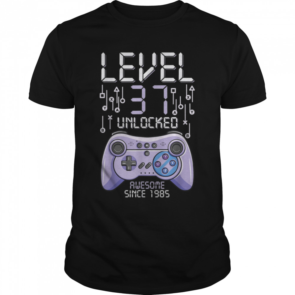 Birthday Gamer Level 37 Years Unlocked Awesome Since 1985 T-Shirt B09vywt7j7