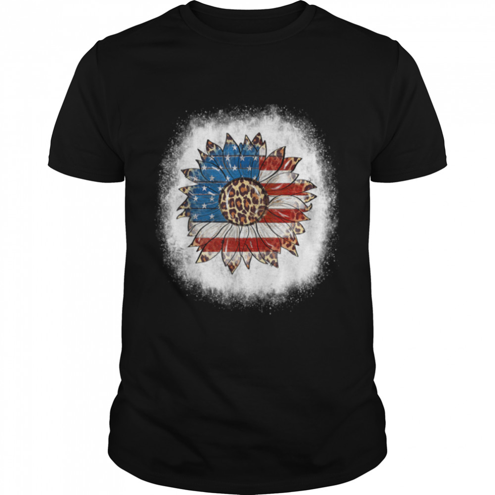 Bleached Sunflower American Flag Patriotic 4Th Of July Women T-Shirt B09zp2nflt