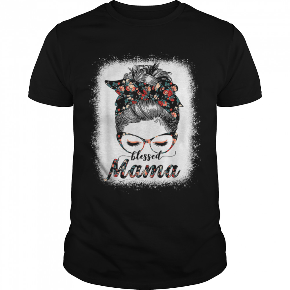 Blessed Mama Messy Bun Women Happy Easter, Mother’S Day T-Shirt B09w5jbbkt