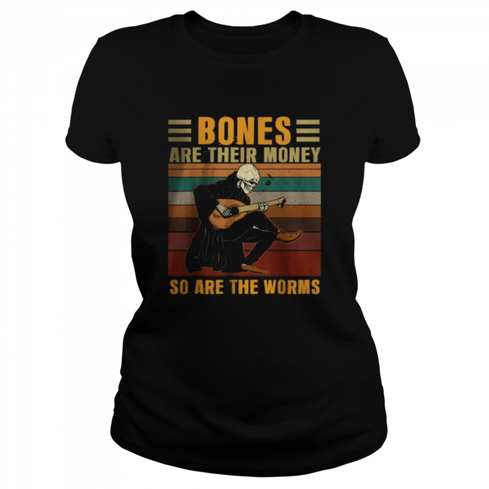 Bones Are Their Money So Are The Worms Skeleton Playing Guitar Vintage T-Shirt 1 » Cool Gifts for You - Mfamilygift Bones Are Their Money So Are The Worms Skeleton Playing Guitar Vintage T-Shirt 1