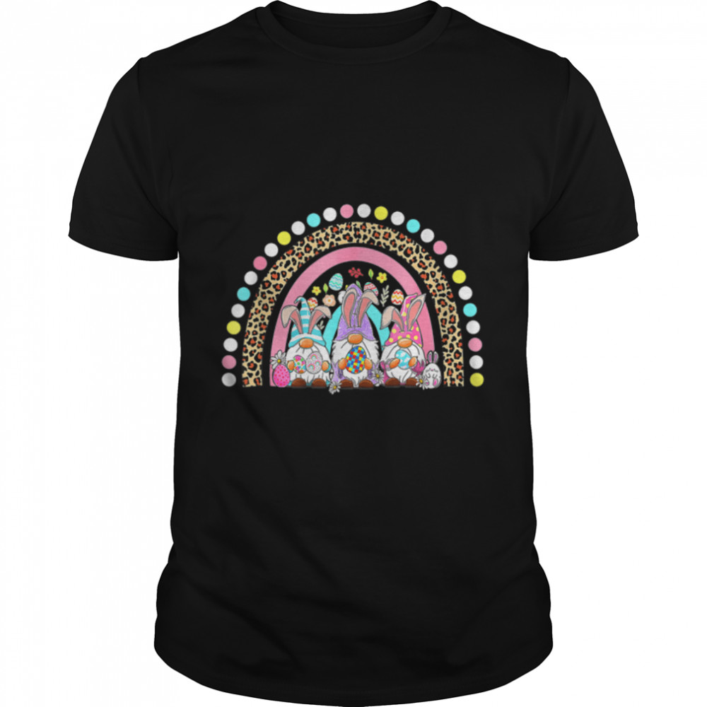 Bunny Gnome Easter Day Autism Awareness Leopard Rainbow T-Shirt B09w4pfwvn