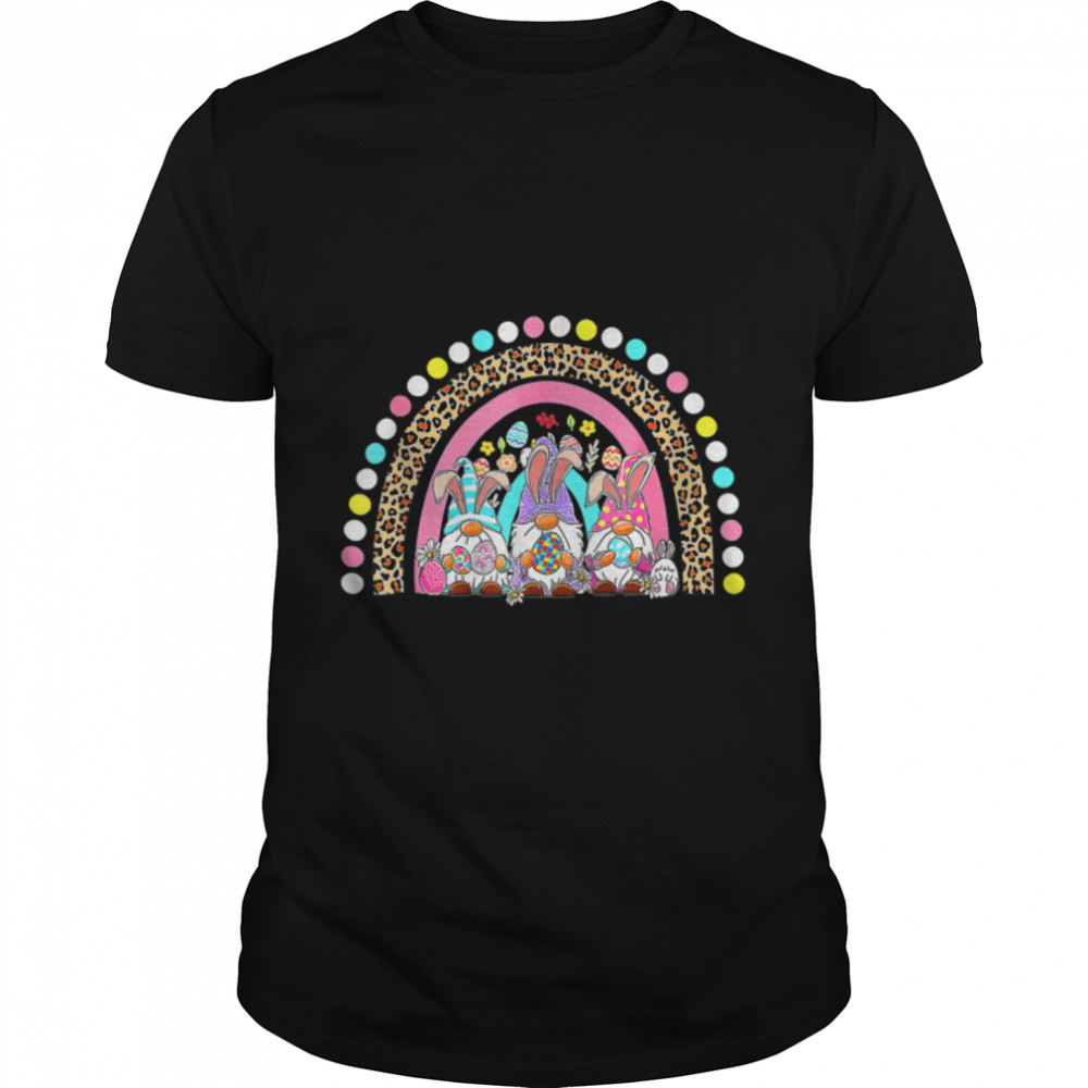 Bunny Gnome Easter Day Autism Awareness Leopard Rainbow T-Shirt B09w5lj9tw
