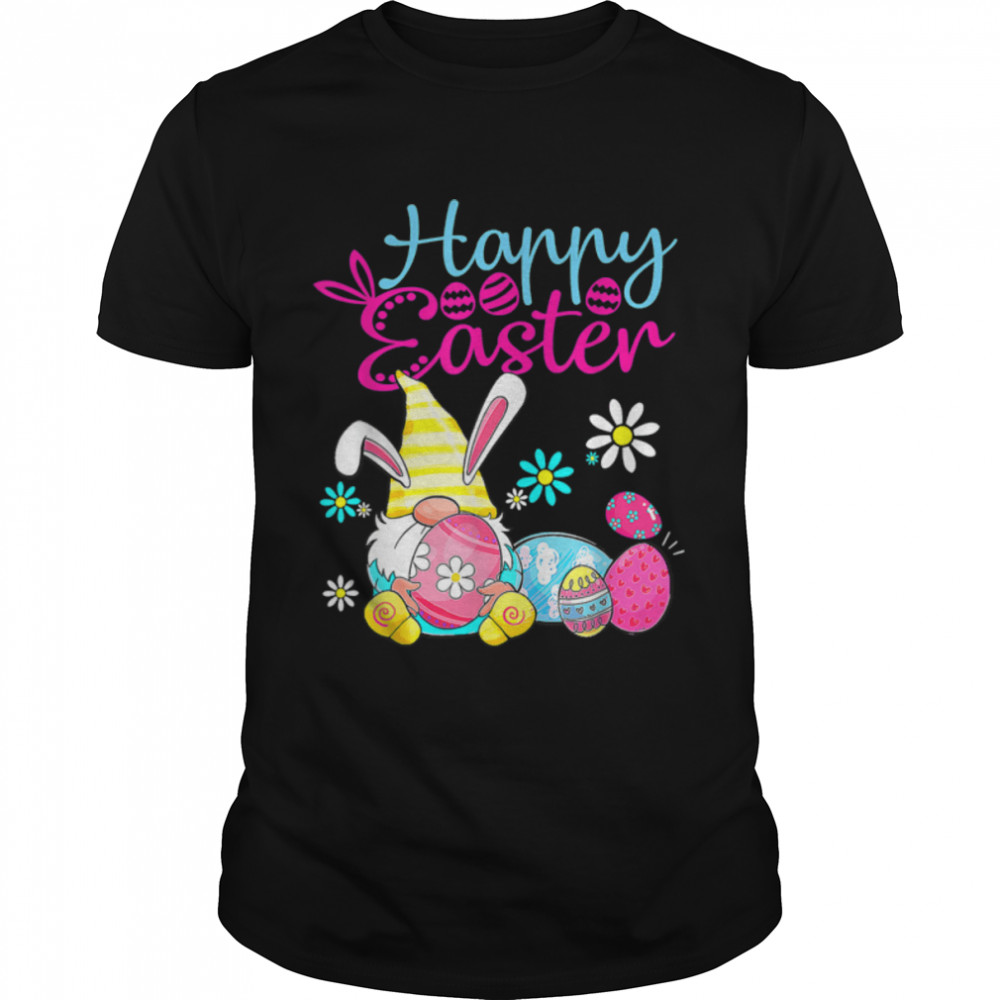 Bunny Gnome Rabbit Eggs Hunting Happy Easter Day T-Shirt B09vp254cs