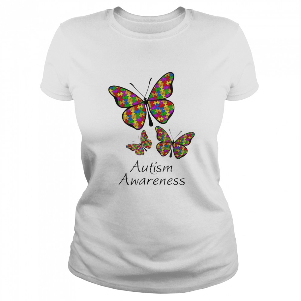 Butterfly Autism Awareness Embrace Puzzle Outfit Mothers Day T-Shirt 1 » Cool Gifts for You - Mfamilygift Butterfly Autism Awareness Embrace Puzzle Outfit Mothers Day T-Shirt 1