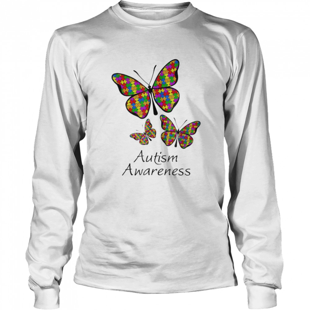 Butterfly Autism Awareness Embrace Puzzle Outfit Mothers Day T-Shirt 2 » Cool Gifts for You - Mfamilygift Butterfly Autism Awareness Embrace Puzzle Outfit Mothers Day T-Shirt 2