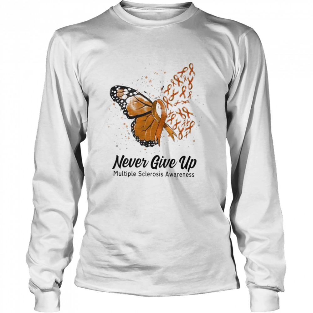 Butterfly Never Give Up Multiple Sclerosis Awareness Shirt 2 » Cool Gifts for You - Mfamilygift Butterfly Never Give Up Multiple Sclerosis Awareness Shirt 2