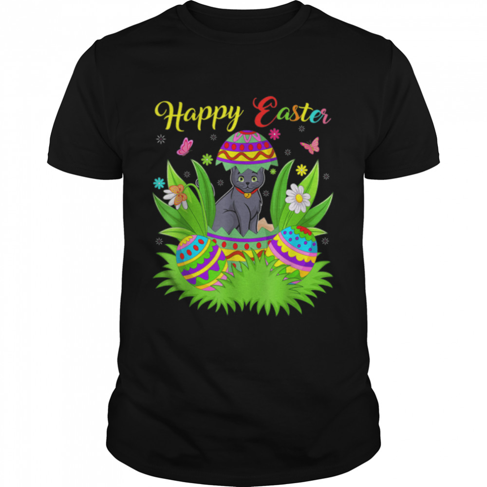 Cat Lover Floral Easter Egg Funny Russian Blue Cat Easter T-Shirt B09w5vhgzl Cat Lover Floral Easter Egg Funny Russian Blue Cat Easter T-Shirt B09w5vhgzl