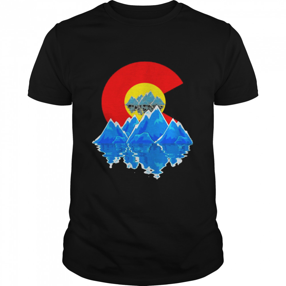 Colorado State Flag Mountains Lake Distressed Pullover Shirt Colorado State Flag Mountains Lake Distressed Pullover Shirt