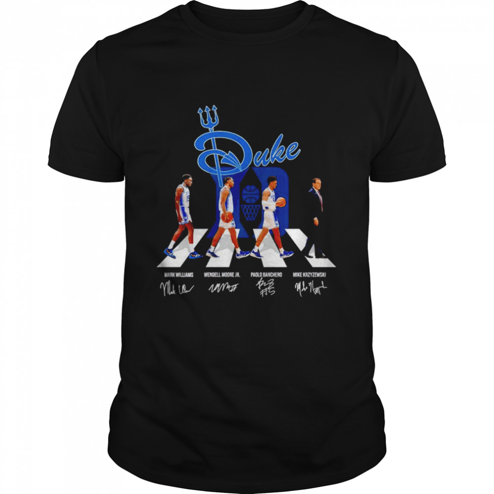 Duke Abbey Road Mark Williams Wendell Moore Jr Paolo Banchero Mike Kryzewski Signatures Shirt