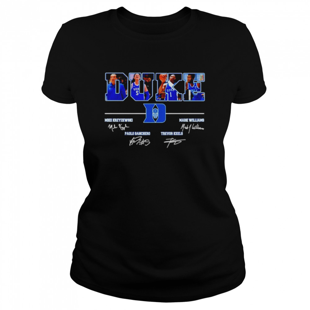 Duke Blue Devils Krzyzewski Williams Banchero And Keels Signatures Shirt 1 » Cool Gifts for You - Mfamilygift Duke Blue Devils Krzyzewski Williams Banchero And Keels Signatures Shirt 1