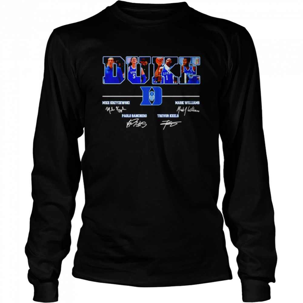Duke Blue Devils Krzyzewski Williams Banchero And Keels Signatures Shirt 2 » Cool Gifts for You - Mfamilygift Duke Blue Devils Krzyzewski Williams Banchero And Keels Signatures Shirt 2