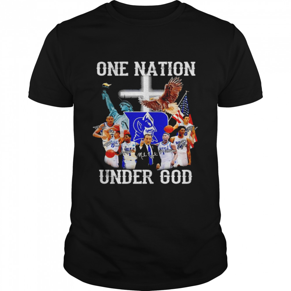Duke Blue Devils One Nation Under God Signatures T-Shirt Duke Blue Devils One Nation Under God Signatures T-Shirt