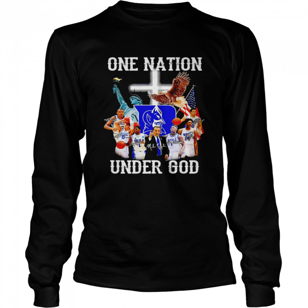 Duke Blue Devils One Nation Under God Signatures T-Shirt 2 » Cool Gifts for You - Mfamilygift Duke Blue Devils One Nation Under God Signatures T-Shirt 2