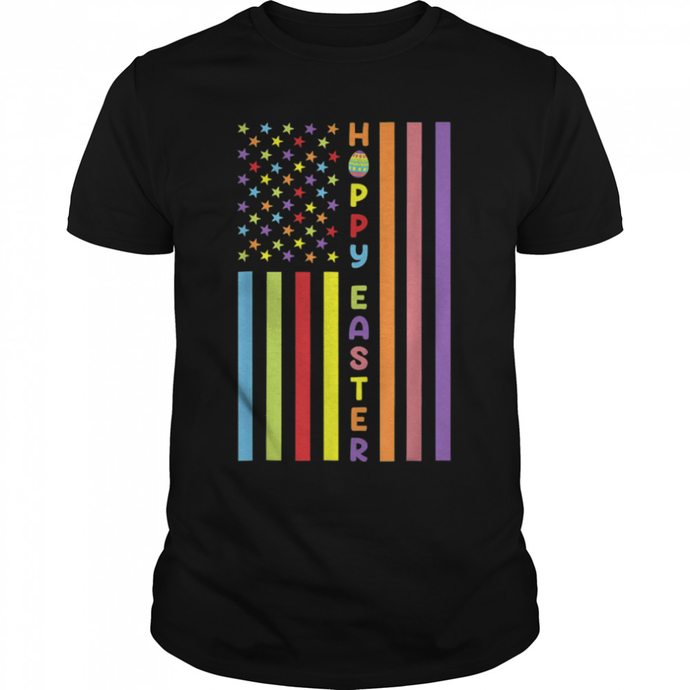 Easter American Flag Apparel Outfit Easter Eggs Girl Vintage T-Shirt B09vyz8nrv