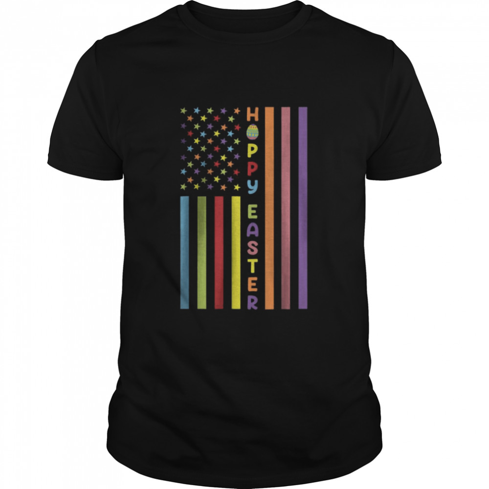 Easter American Flag Apparel Outfit Easter Eggs Girl Vintage T-Shirt