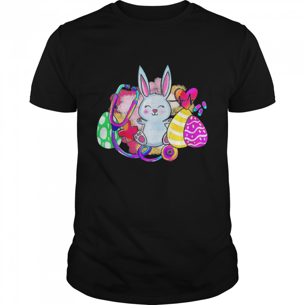 Easter Bunny With Stethoscope And Easter Eggs Nurse Easter Shirt Easter Bunny With Stethoscope And Easter Eggs Nurse Easter Shirt