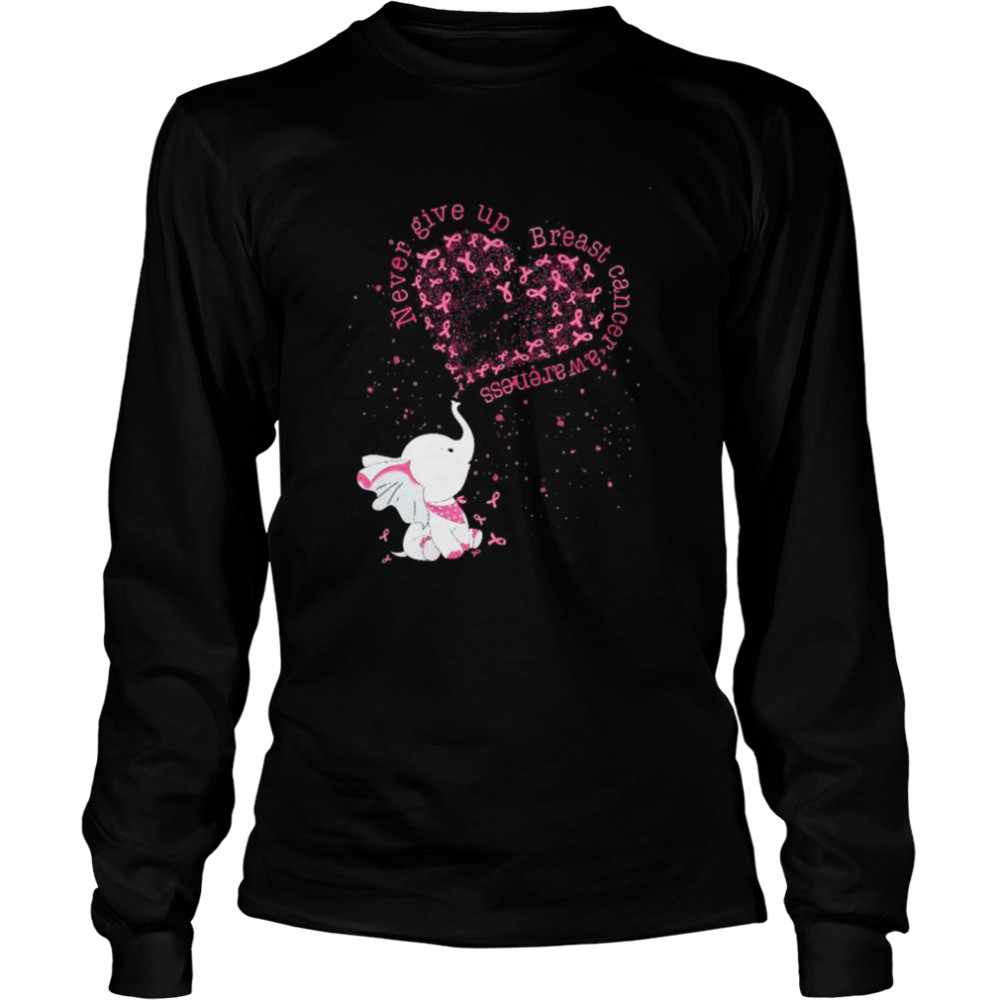 Elephant Never Give Up Breast Cancer Awareness Shirt 2 » Cool Gifts for You - Mfamilygift Elephant Never Give Up Breast Cancer Awareness Shirt 2