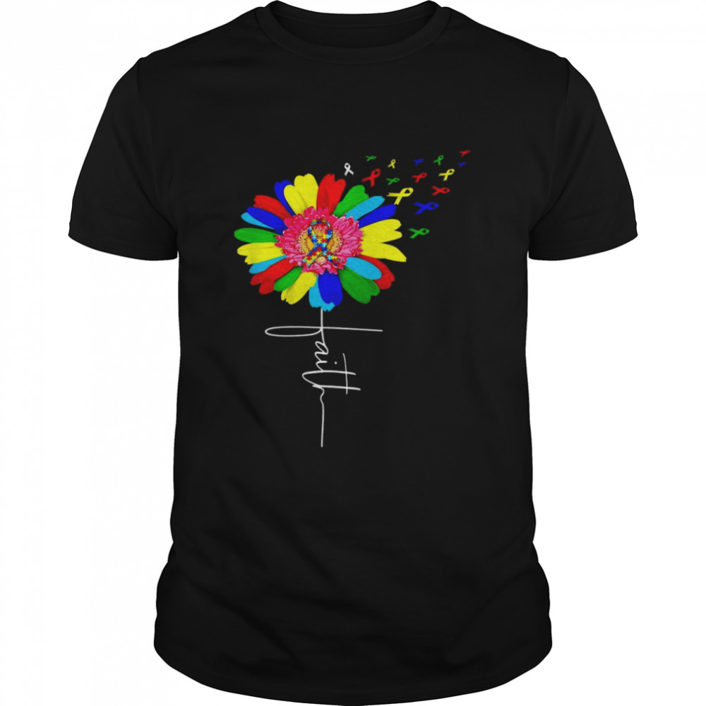 Faith Shirt Autism Autistic Autism Awareness Flower Shirt Faith Shirt Autism Autistic Autism Awareness Flower Shirt