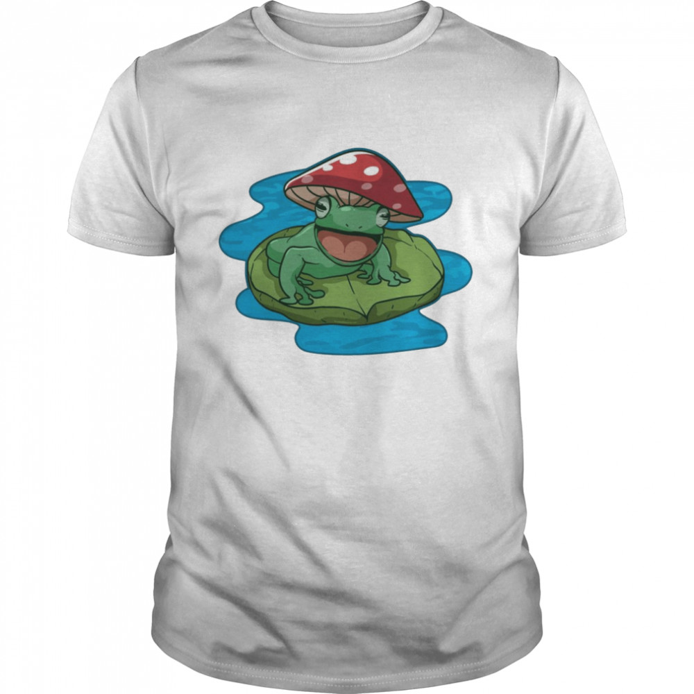 Happy Frog Sitting On A Water Lily Pad With Mushroom Hat Shirt Happy Frog Sitting On A Water Lily Pad With Mushroom Hat Shirt