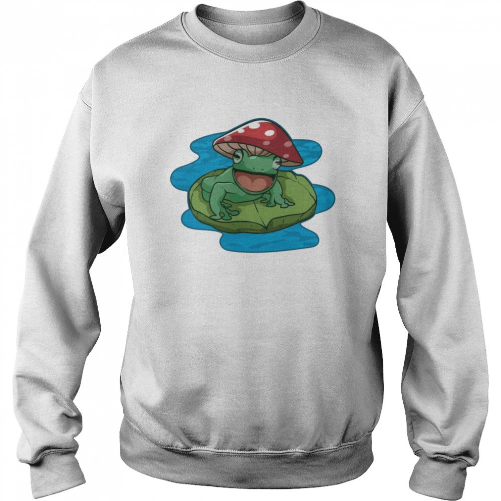 Happy Frog Sitting On A Water Lily Pad With Mushroom Hat Shirt 3 » Cool Gifts for You - Mfamilygift Happy Frog Sitting On A Water Lily Pad With Mushroom Hat Shirt 3