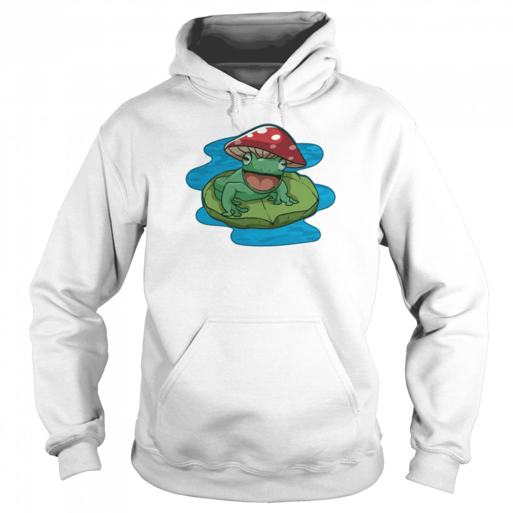 Happy Frog Sitting On A Water Lily Pad With Mushroom Hat Shirt 4 » Cool Gifts for You - Mfamilygift Happy Frog Sitting On A Water Lily Pad With Mushroom Hat Shirt 4
