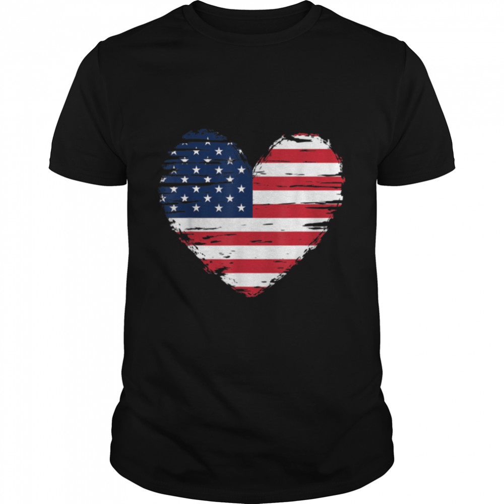Heart American Patriotic Armed Forces Usa Flag Memorial Day T-Shirt B09zp36vmg