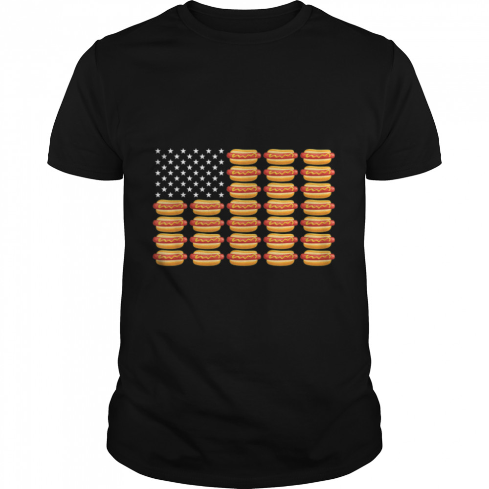 Hot Dog American Flag July 4Th Patriotic Summer Bbq Funny T-Shirt B09zp49hwq