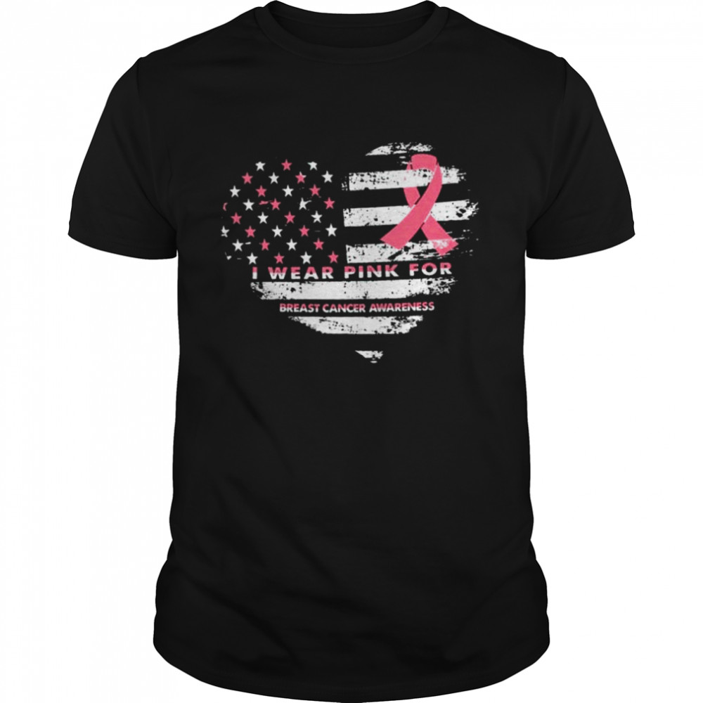 I Wear Pink For Breast Cancer Awareness Heart 2022 Shirt