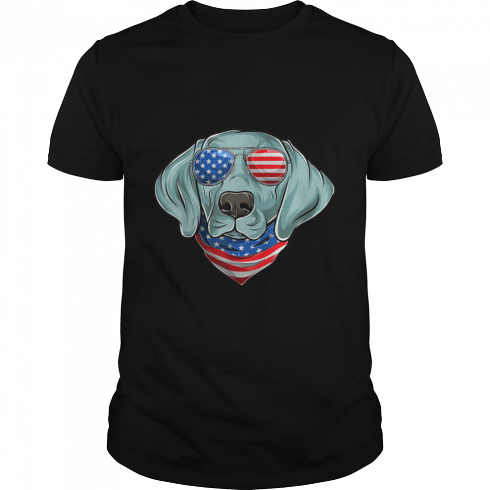 Patriotic American Flag Weimaraner Shirt, Dog Fourth Of July T-Shirt B09zmr1n9g