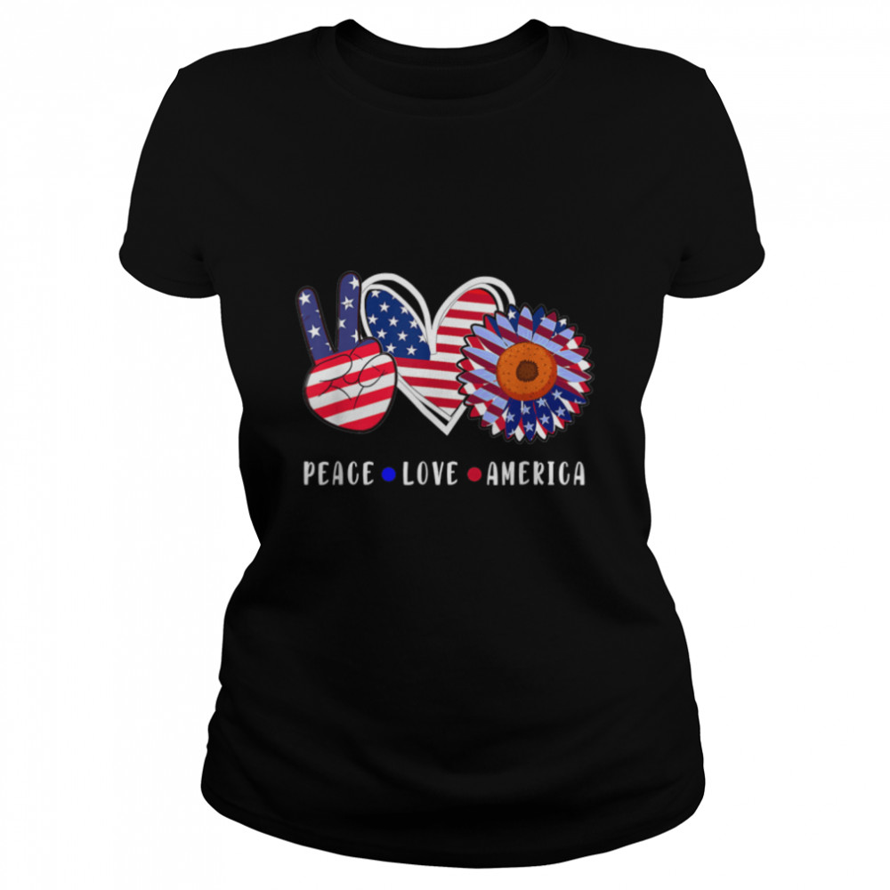 Peace Love America Sunflower Us Flag Hippie 4Th Of July T-Shirt B09zhb4c8t 1 » Cool Gifts for You - Mfamilygift Peace Love America Sunflower Us Flag Hippie 4Th Of July T-Shirt B09zhb4c8t 1