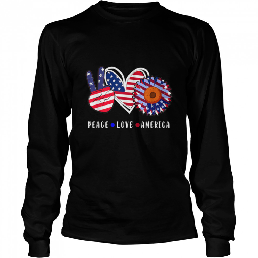 Peace Love America Sunflower Us Flag Hippie 4Th Of July T-Shirt B09zhb4c8t 2 » Cool Gifts for You - Mfamilygift Peace Love America Sunflower Us Flag Hippie 4Th Of July T-Shirt B09zhb4c8t 2
