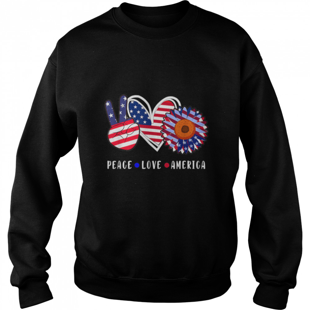Peace Love America Sunflower Us Flag Hippie 4Th Of July T-Shirt B09zhb4c8t 3 » Cool Gifts for You - Mfamilygift Peace Love America Sunflower Us Flag Hippie 4Th Of July T-Shirt B09zhb4c8t 3