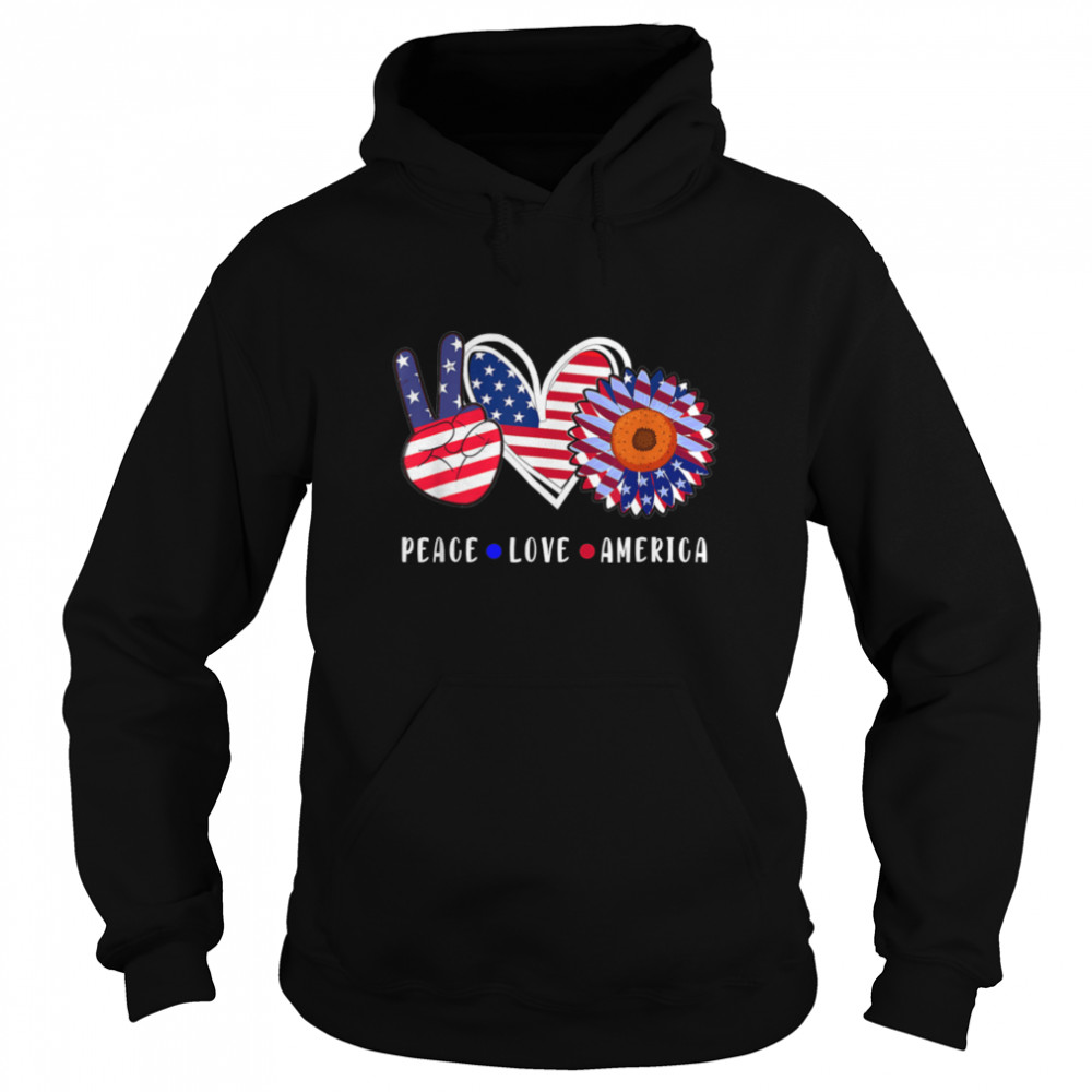 Peace Love America Sunflower Us Flag Hippie 4Th Of July T-Shirt B09zhb4c8t 4 » Cool Gifts for You - Mfamilygift Peace Love America Sunflower Us Flag Hippie 4Th Of July T-Shirt B09zhb4c8t 4