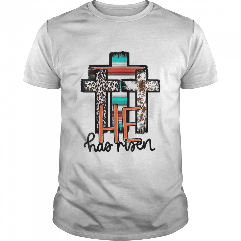 He Is Risen Christian Easter Happy Easter Day Women Leopard Shirt