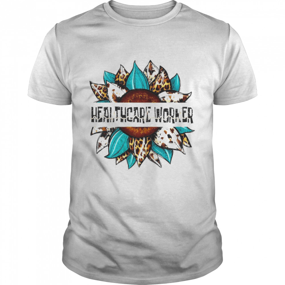 Healthcare Worker Leopard Sunflower Shirt