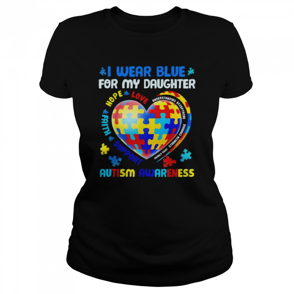 Heart I Wear Blue For My Daughter Autism Awareness Month Shirt 1 » Cool Gifts for You - Mfamilygift Heart I Wear Blue For My Daughter Autism Awareness Month Shirt 1