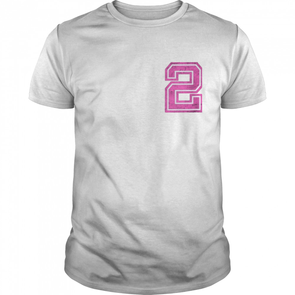 Hot Pink Retro Sports Jersey Lucky Number #2 Distressed Shirt Hot Pink Retro Sports Jersey Lucky Number #2 Distressed Shirt