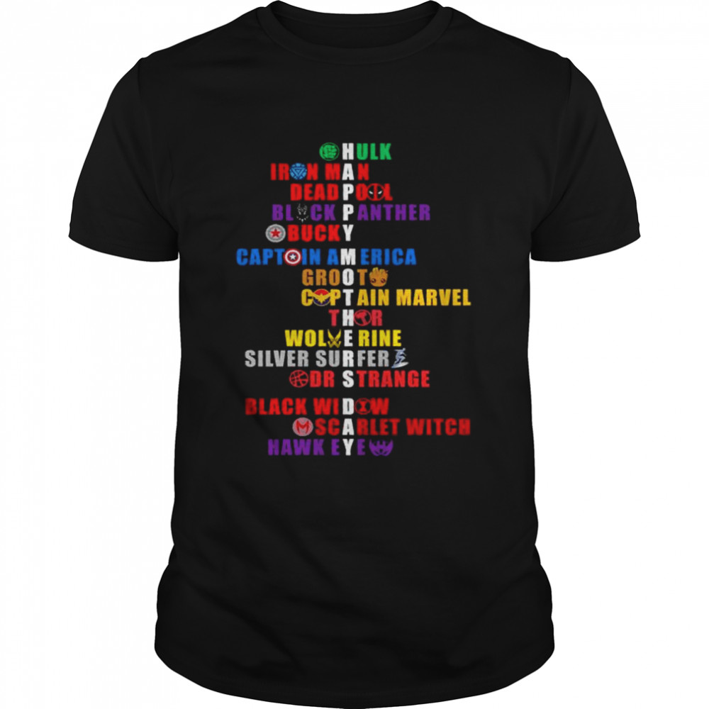 Hulk Iron Man Deadpool Black Panther Shirt