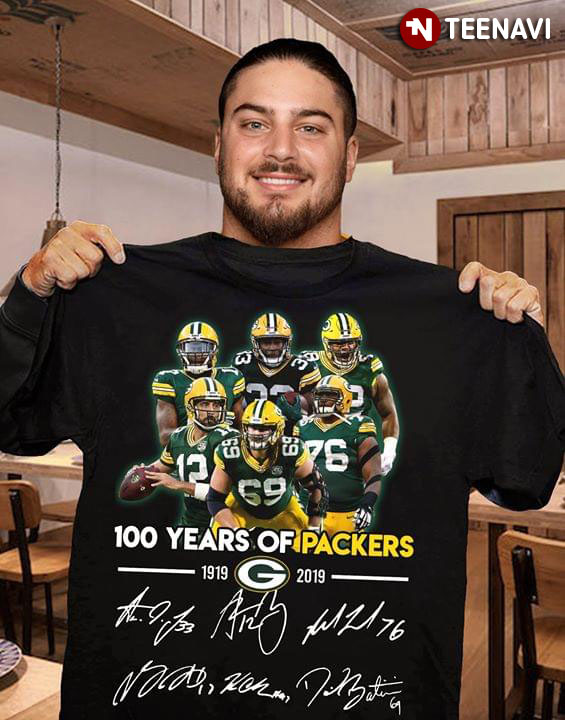 100 Years Of Green Bay Packers 1919-2019 Signatures T-Shirt