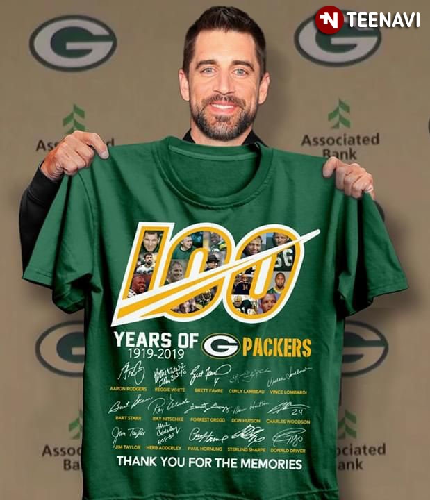 100 Years Of Green Bay Packers 1919-2019 Thank You For The Memories T-Shirt 100 Years Of Green Bay Packers 1919-2019 Thank You For The Memories T-Shirt
