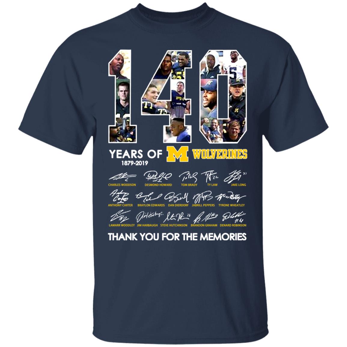 140-Years-Of-Michigan-Wolverines-Thank-You-For-The-Memories-Signatures G500 Gildan 5.3 Oz. T-Shirt