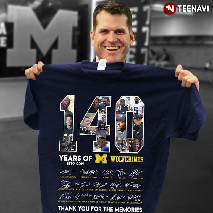 140 Years Of Michigan Wolverines Thank You For The Memories Signatures T-Shirt