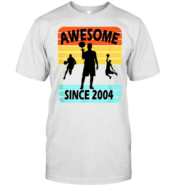 17Th Birthday Basketball Awesome Since 2004 Age 17 T-Shirt