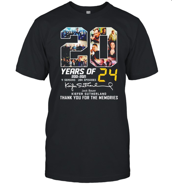 20 Years Of Kiefer Sutherland 2001 2021 Thank You For The Memories T-Shirt