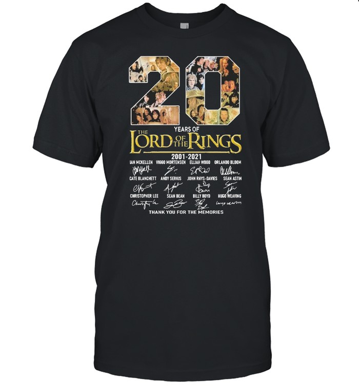 20 Years Of The Lord Of The Rings 2001 2021 Thank You For The Memories T-Shirt