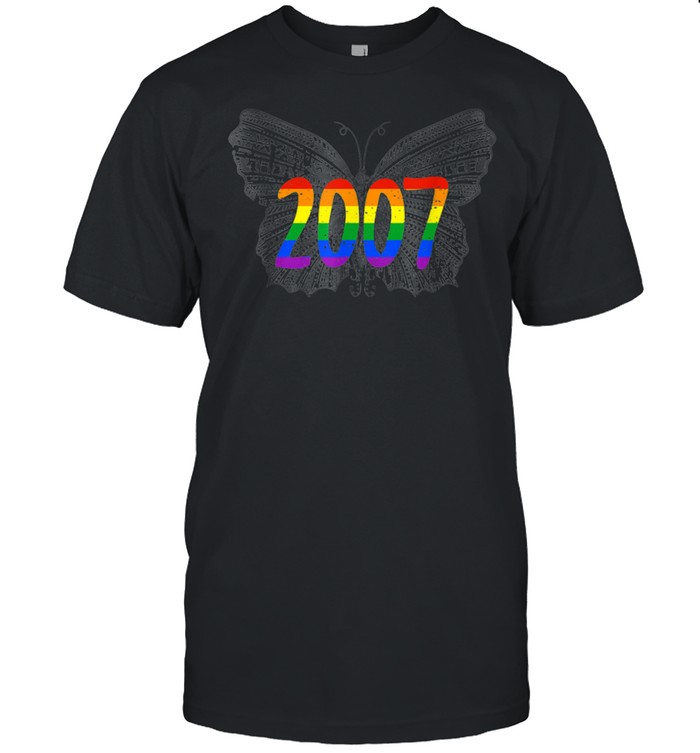 2007 Lgbt Flag Gray Butterfly Gay Pride Month T-Shirt 2007 Lgbt Flag Gray Butterfly Gay Pride Month T-Shirt