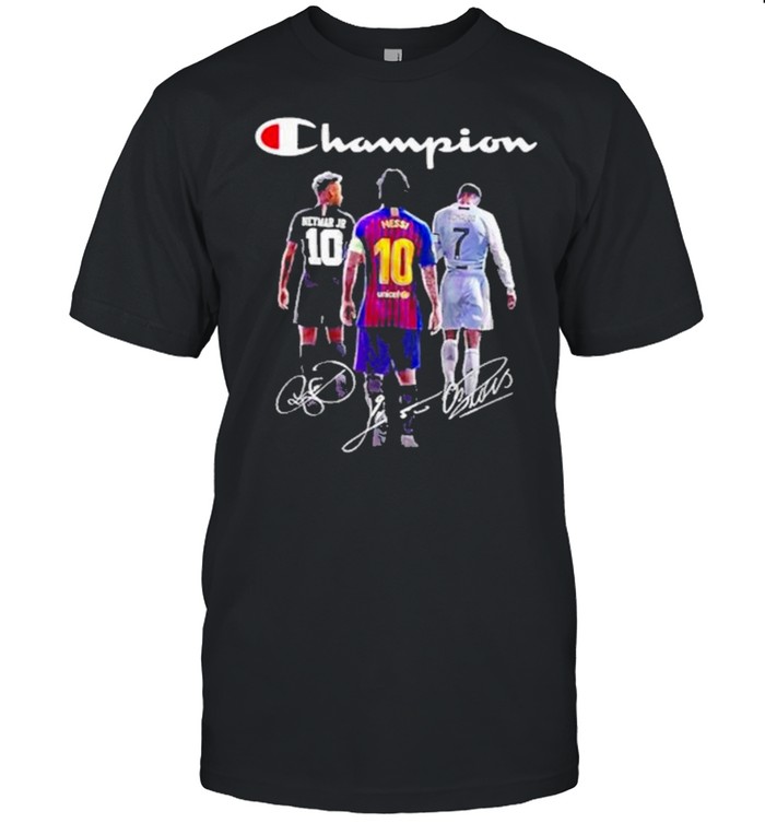 2021 Champion Neymar Jr Lionel Messi Cristiano Ronaldo Signatures T-Shirt