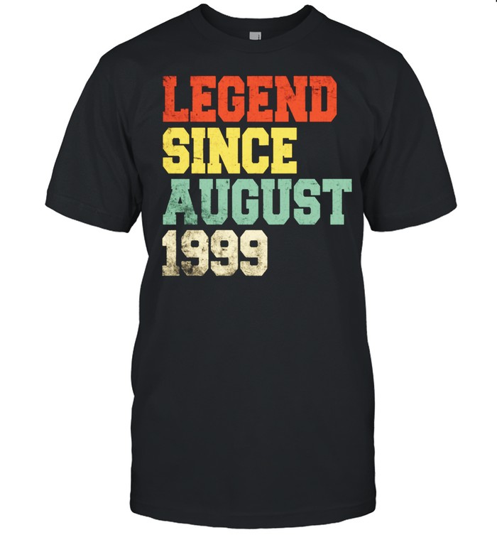 22Nd Vintage Legend August 1999 Birthday 22 Years Old T-Shirt